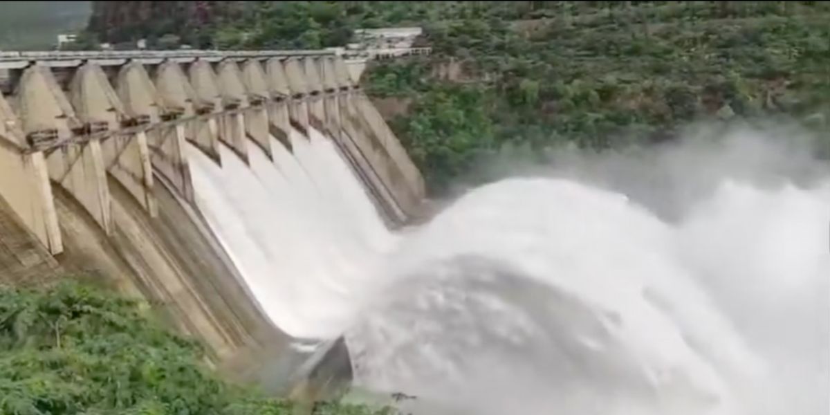 The gates of the Srisailam dam have been opened to release water. The gates of the Srisailam dam have been opened to release water.
