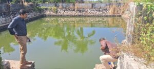 Water samples being collected for testing for potential carcinogens at Kannapuram. (Supplied)