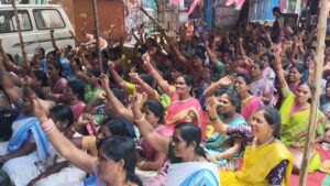 ASHA workers protesting for better pay and working conditions