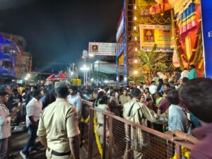 Police personnel engaging in crowd control