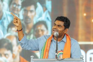 K. Annamalai addressing the Sabarimala Samrakshana Sangamam.