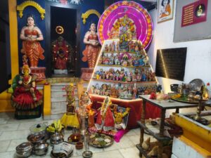 Bommai Kolu displayed at the temple