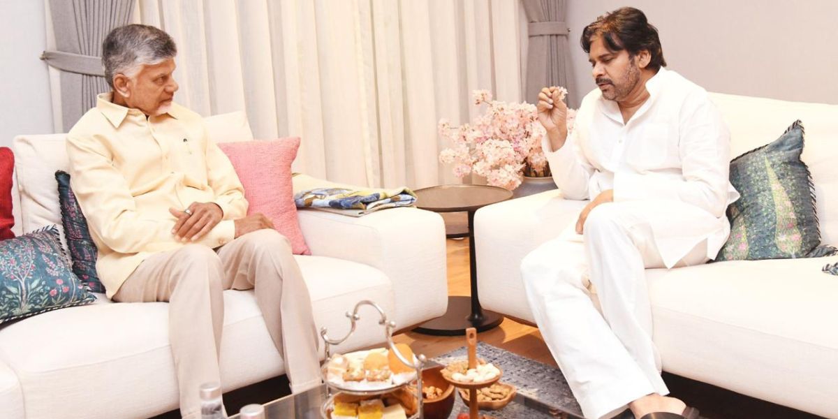 Chief Minister N Chandrababu Naidu met his deputy, Pawan Kalyan, in Hyderabad. Chief Minister N Chandrababu Naidu met his deputy, Pawan Kalyan, in Hyderabad.