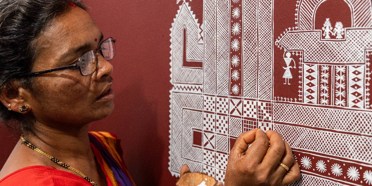 Chittara Chittara artist Gademane Padmavathy at work.