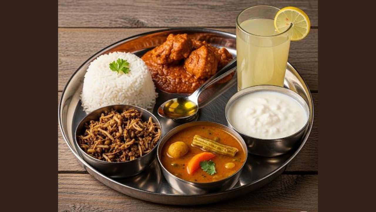 Food Eggs, meat, fish and poultry are part of the diverse and traditional diet of the majority in the state.