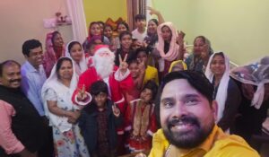 Believers celebrating Christmas in a house prayer congregation