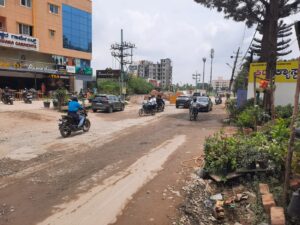 The section of the Panathur–Balagere road, where repairs have been taken up.