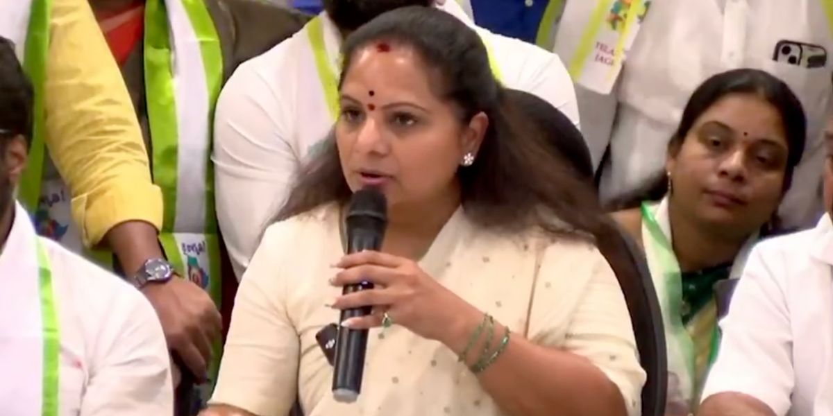 K Kavitha speaking to the media. K Kavitha speaking to the media.