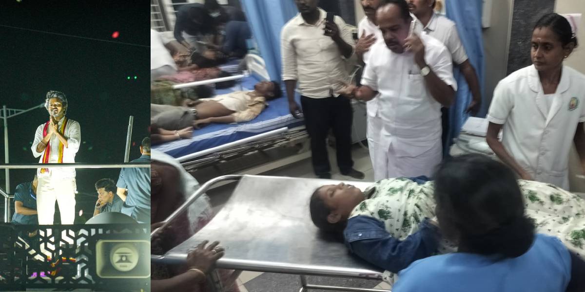 Karur Earlier on Monday, the death toll from the stampede rose to 41 after a woman succumbed to her injuries