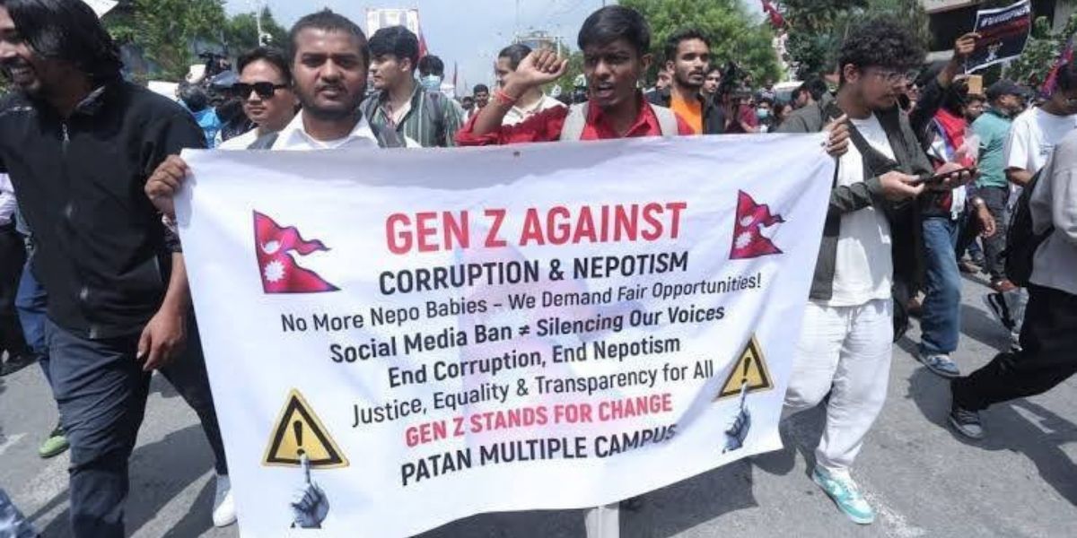 Protesters in Nepal.