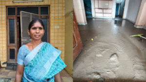 Radha Chella and the mud remaining inside her house