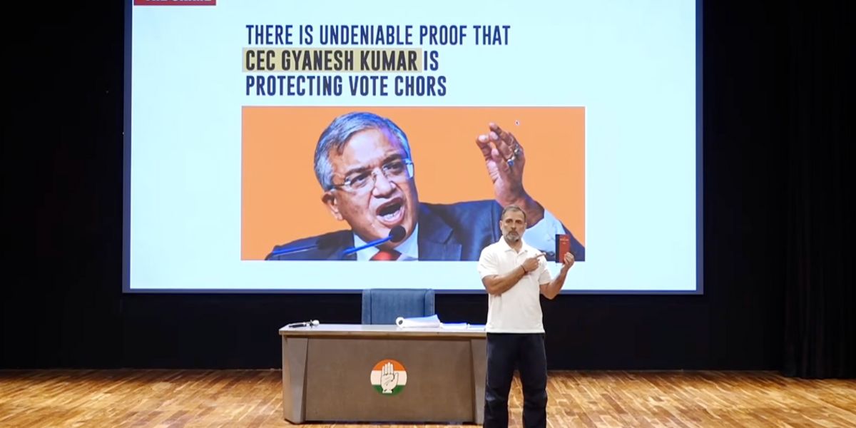 Rahul Gandhi during the press conference.