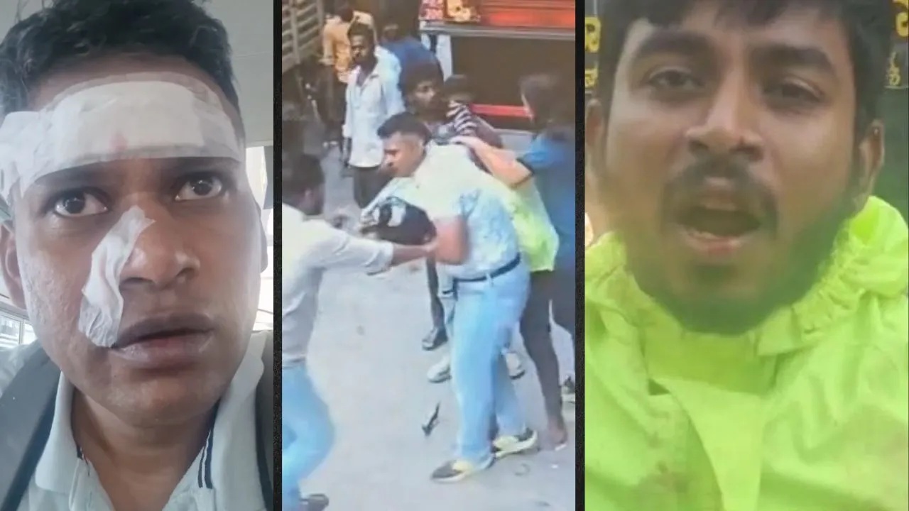 RoadRage Wing Commander Shiladitya Bose (left) sports bandages on his face after the incident. He said he was attacked for his inability to speak Kannada. (Centre) CCTV footage of passersby trying to separate the fighting men. (Right) Vikas Kumar SJ, who told the high court that he was not physically assaulted.
