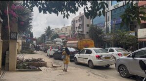 Slow-moving traffic in front of BlackBuck’s office in Bellandur.