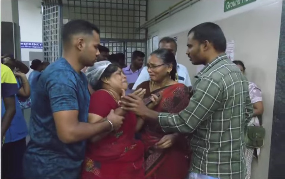 Karur stampede: Madras HC dismisses anticipatory bail plea; state deems TVK leaders ‘reckless’ Relatives of victims at the Karur Government Hospital.