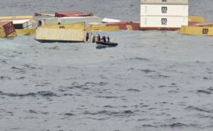 Hazardous containers from the sinking MSC Elsa 3 were afloat 14.6 nautical miles off the Thottappally coast on 24 May.