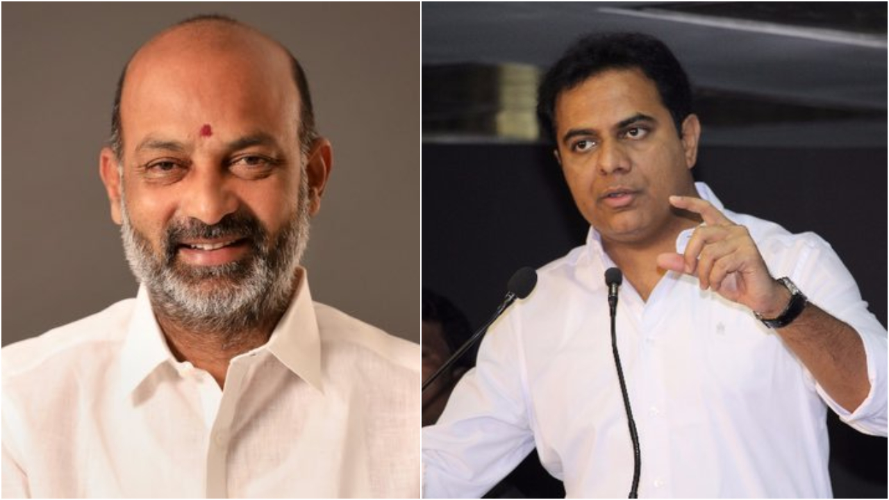 KTR files Rs 10 crore defamation case against Union Minister Bandi Sanjay Kumar Bandi Sanjay Kumar (L), KT Rama Rao. Credit: x.com/bandisanjay_bjp, x.com/KTRoffice