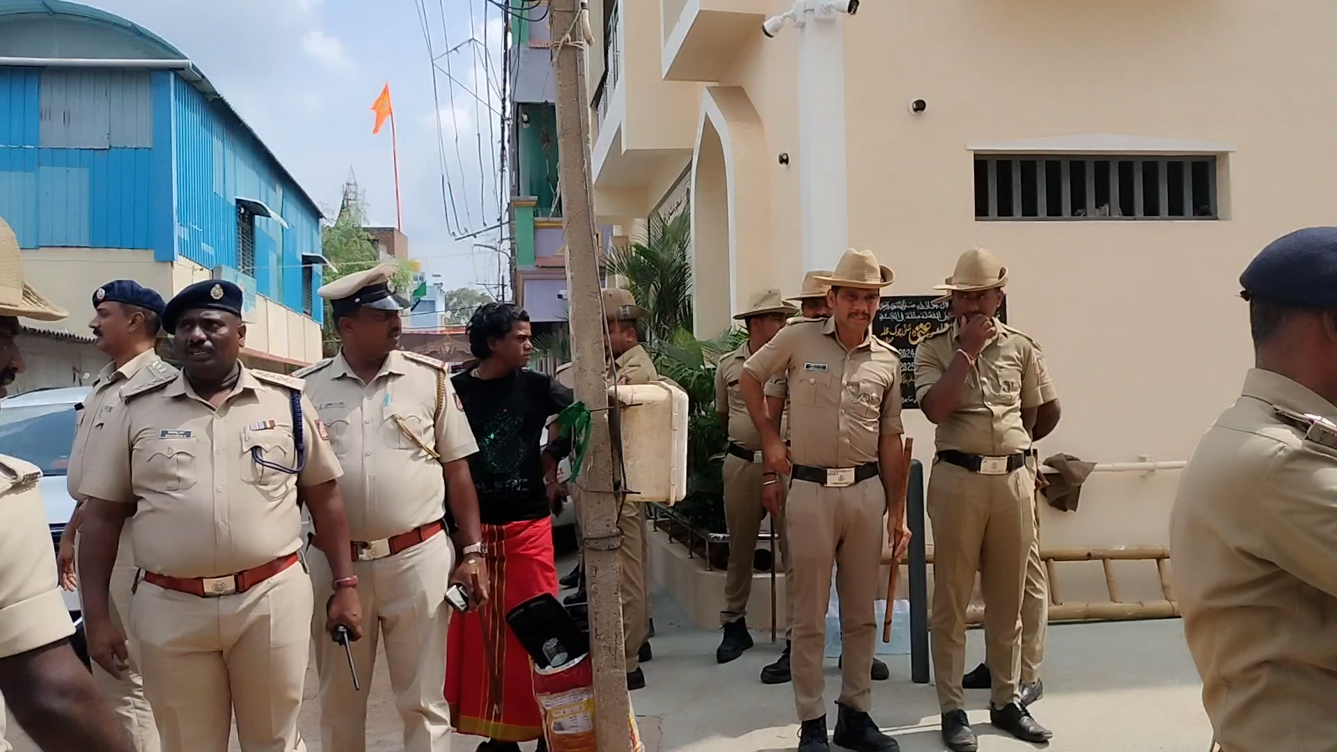 mosque Police have beefed up vigil in Maddur following Sunday's stone-pelting incident.