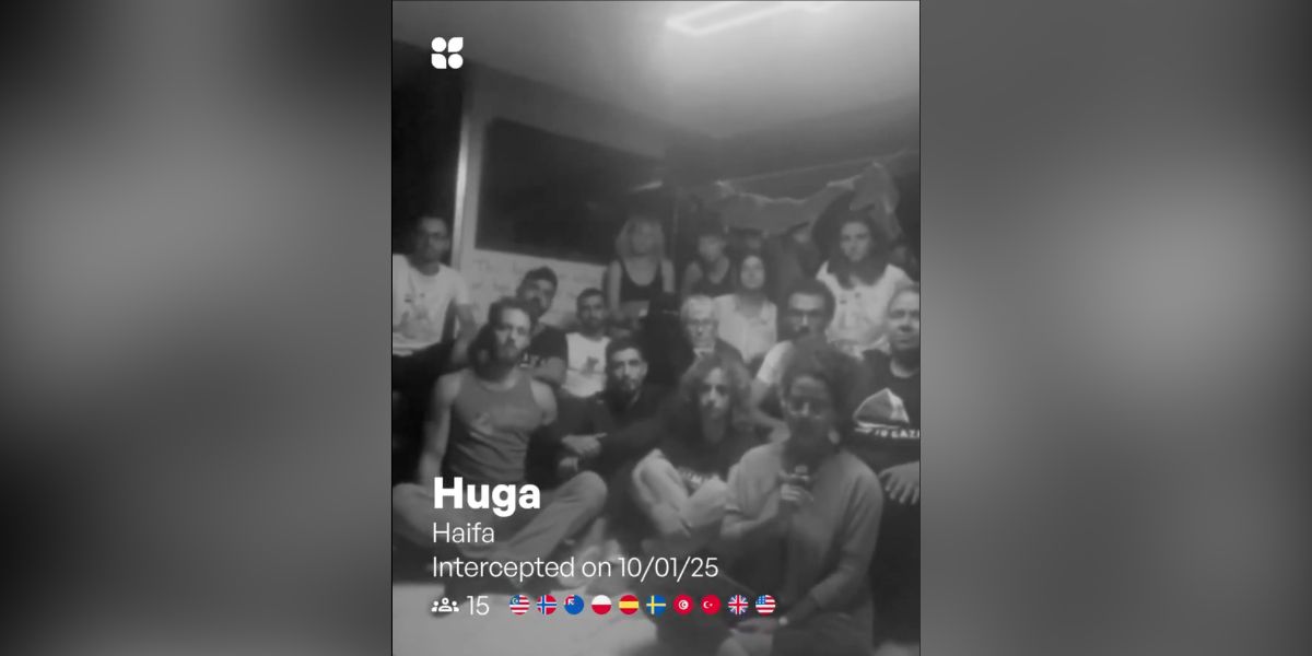 Activists inside one of the boats intercepted by Israel.