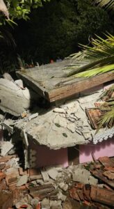 The collapsed house in Adimaly.
