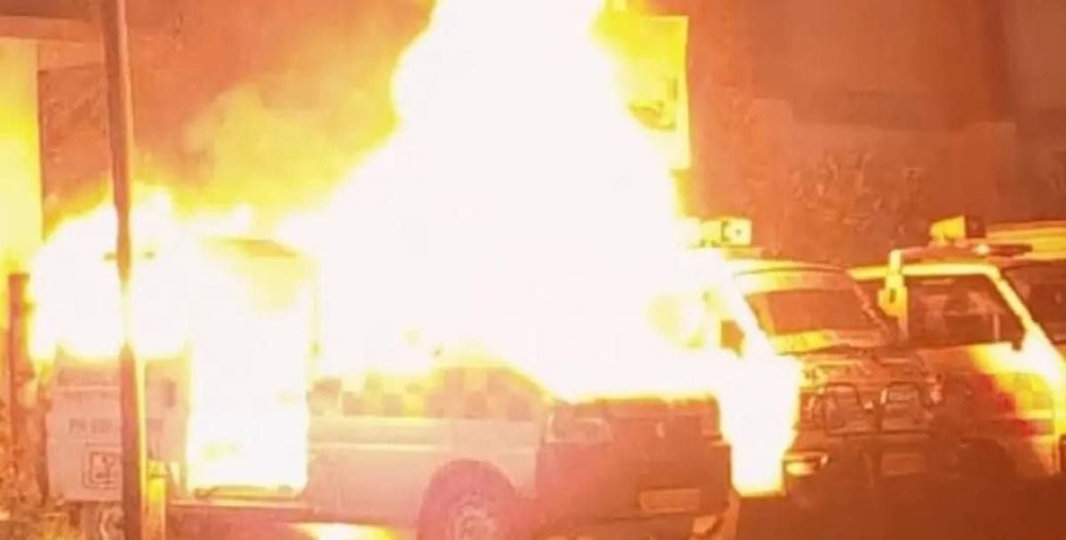 Ambulance set ablaze