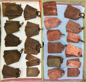 Copper plates before an after chemical treatment