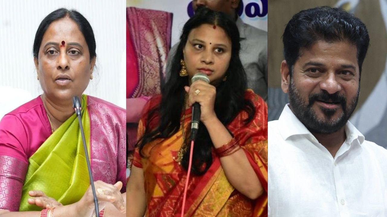[LTR] Endowments Minister Konda Surekha, her daughter Konda Sushmita Patel and Chief Minister A Revanth Reddy.