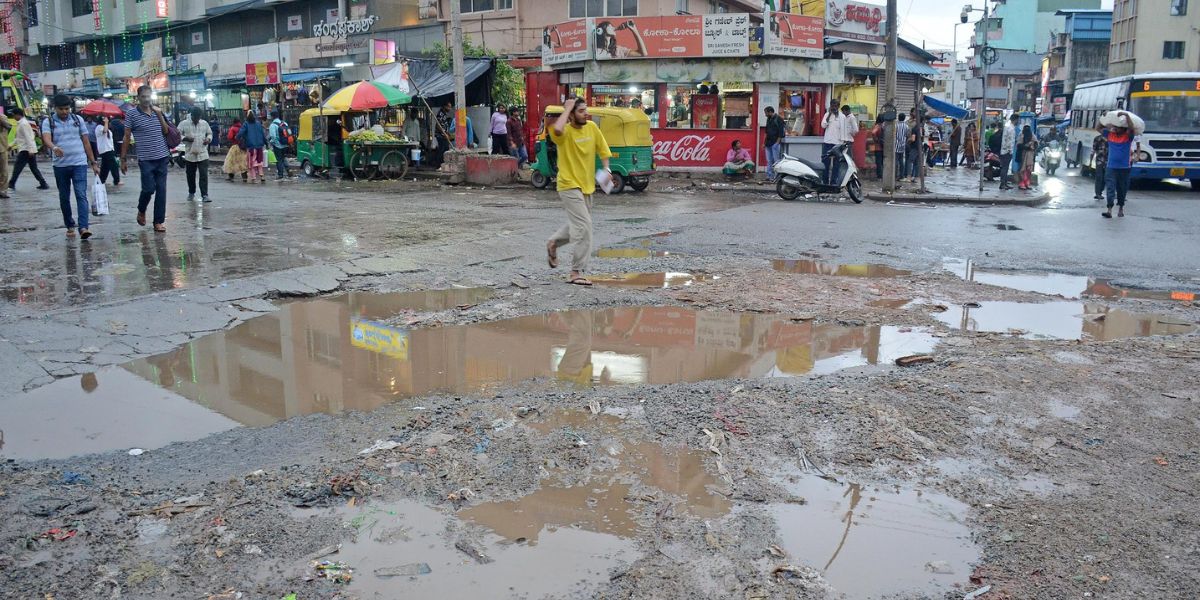 Potholes on a road in Bengaluru. (X)