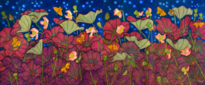 'Lotus Pond on Starry Night', oil on canvas, 78x192, 2019.