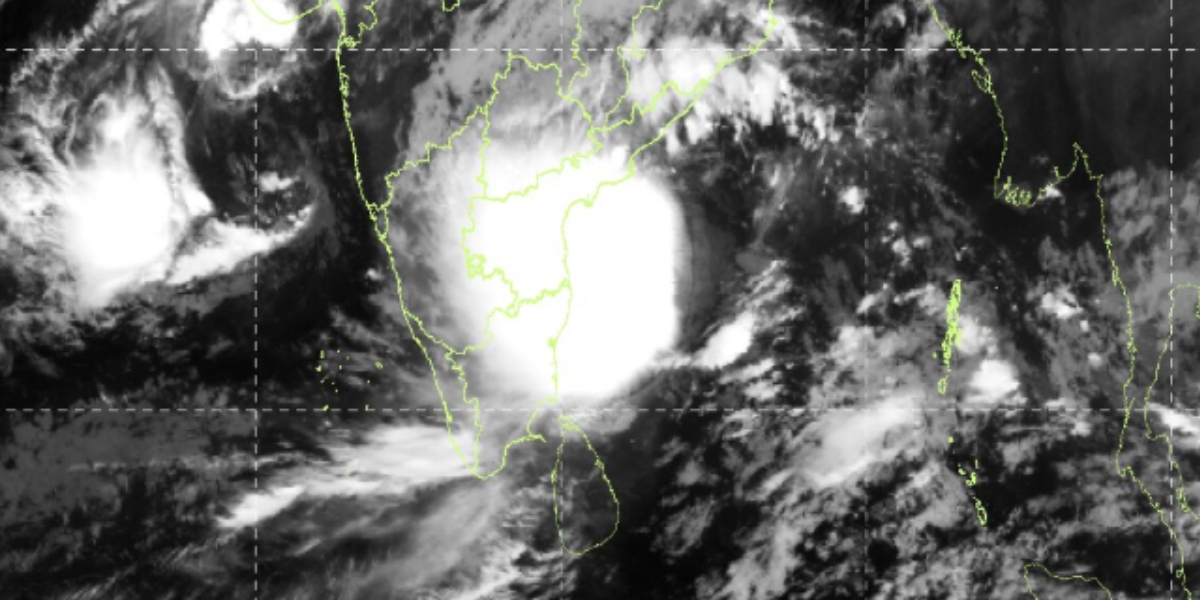Satellite view of Cyclone Montha on 28 October morning. (IMD) Satellite view of Cyclone Montha on 28 October morning. (IMD)