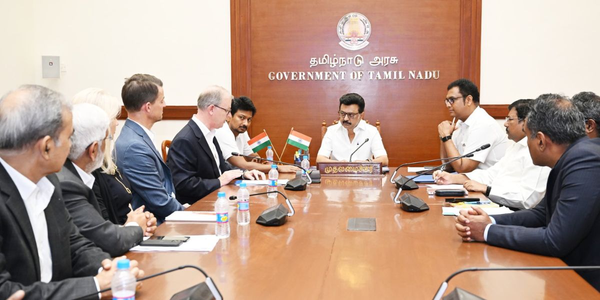 Tamil Nadu Chief Minister MK Stalin and other officials during a meeting with Ford India officials. (X)