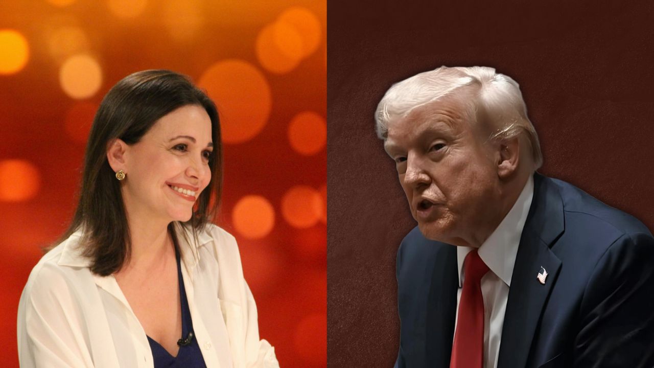 María Corina Machado (left), Donald Trump
