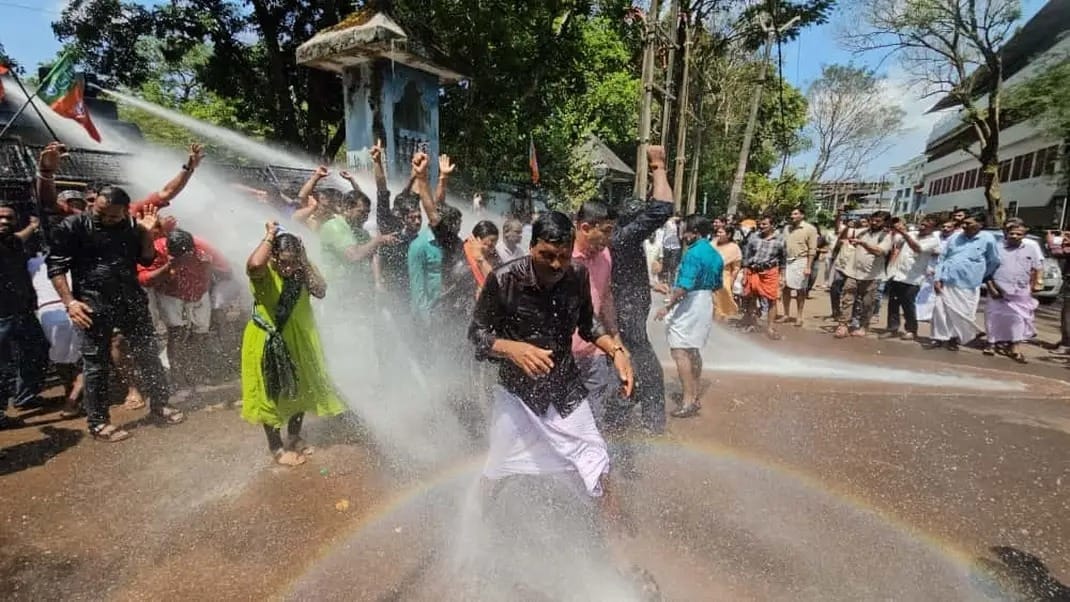 Scenes from a BJP protest on Sabarimala issue that turned violent.