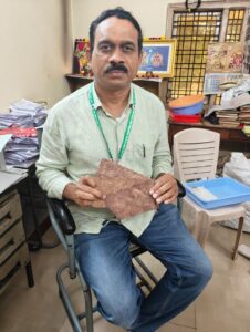 Dr K Munirathnam Reddy with the Copper Plates