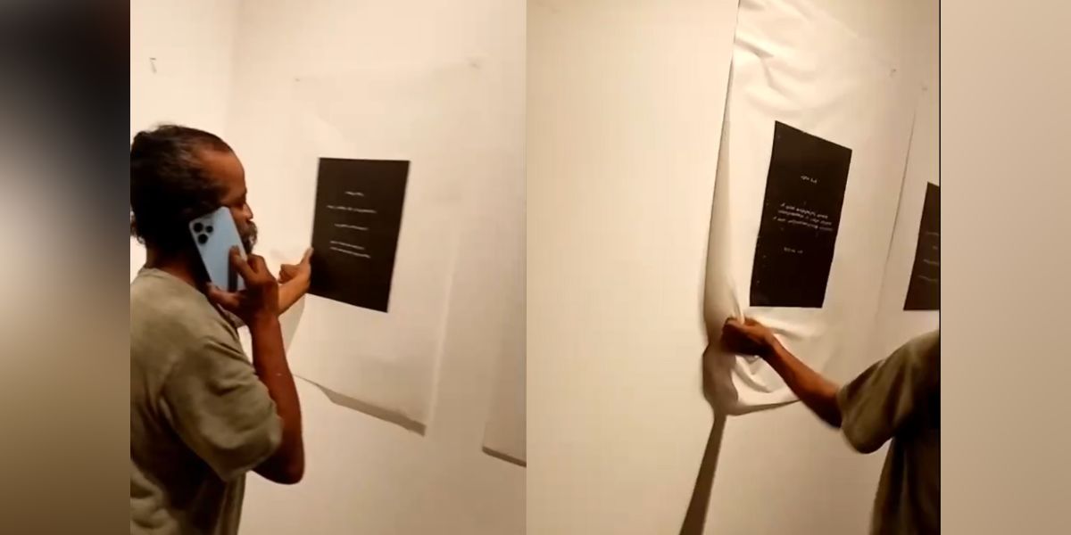 Works by an international artist displayed in Kochi, Kerala, were vandalised. Six works by an international artist displayed at the Durbar Hall Gallery in Kochi, Kerala, as part of the ongoing international exhibition Estranged Geographies, were vandalised.