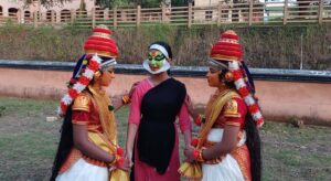Sabri with her friends at Kalamandalam.