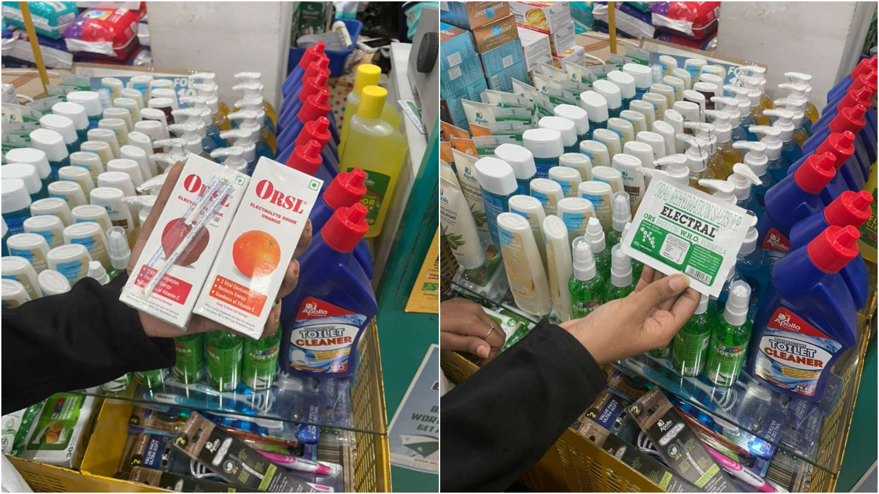 ORS or ORSL: Amid regulatory battle, what are pharmacies in South India selling? ORS and ORSL being simultaneously sold in Chennai pharmacies. Credit: Veni EN