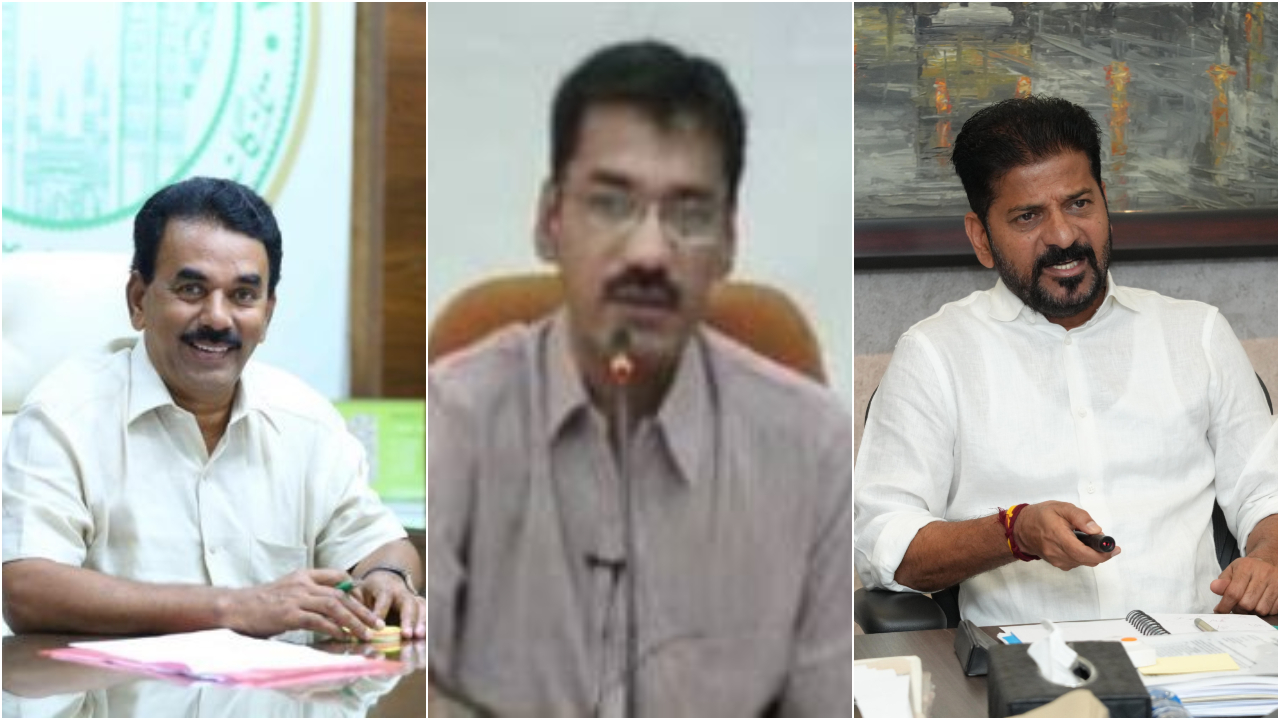 Jupally Krishna Rao (L), retired IAS officer Syed Rizvi (C), and CM Revanth Reddy. Credit: x.com/jupallyk_rao, ayush.telangana.gov.in, x.com/revanth_anumula