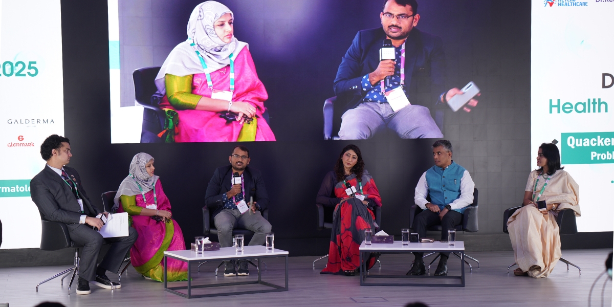 Panel discussion on Quackery in dermatology problems and pathways at Dakshin Health Summit 2025.