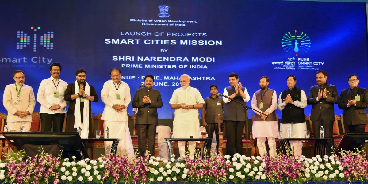 Prime Minister Narendra Modi at the launch of Smart Cities Mission in 2015