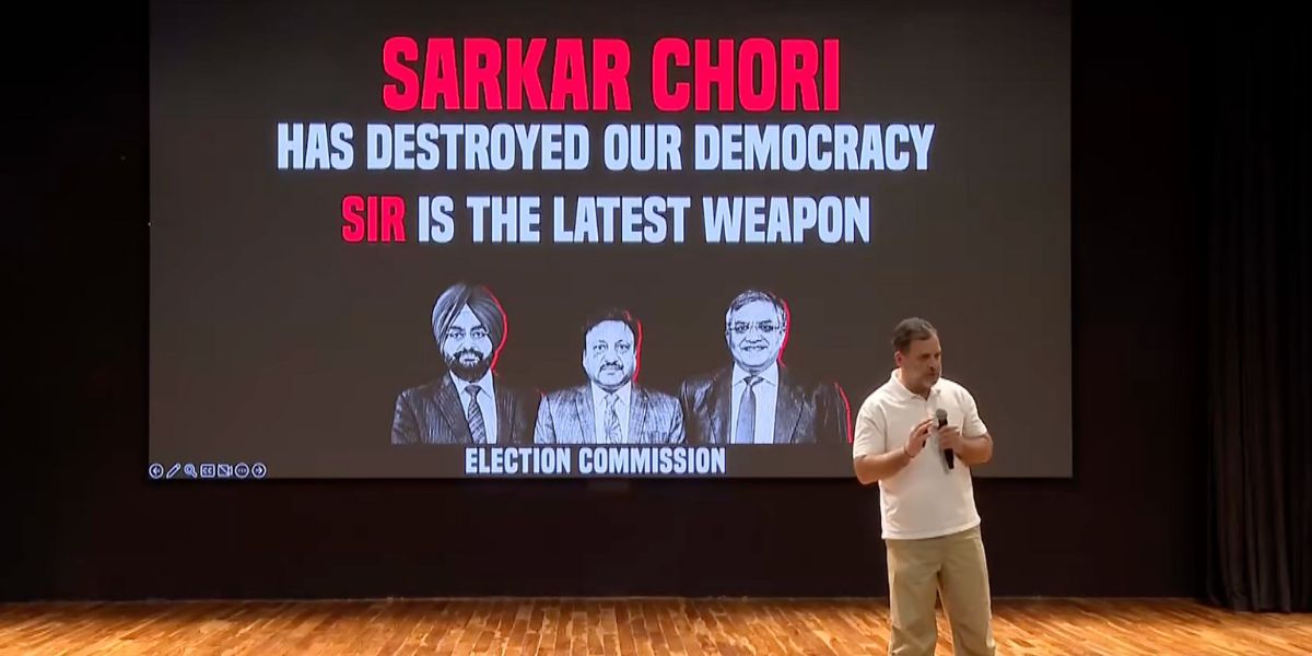 Rahul Gandhi during the presentation.