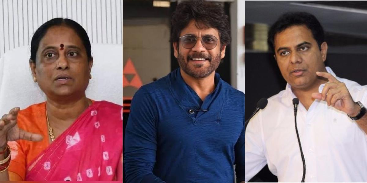 Akkineni Nagarjuna (centre) found his family caught in a political crossfire between Minister Konda Surekha (left) and BRS leader KT Rama Rao in October 2024, prompting the actor to take legal recourse.