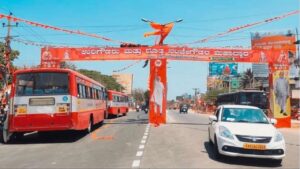 The arch named after ‘Uri Gowda’ and ‘Nanje Gowda’, purportedly two fictitious Vokkaliga chieftains and brothers, who the BJP claims “killed” Tipu Sultan, the ruler of the erstwhile kingdom of Mysuru.