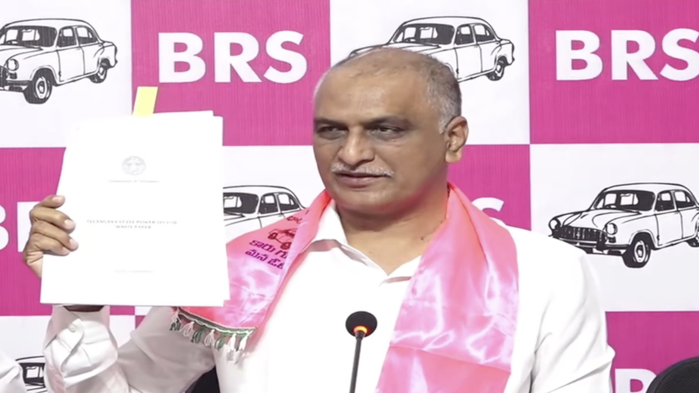 Senior BRS leader T Harish Rao, addressing a press conference at Telangana Bhavan on Monday.