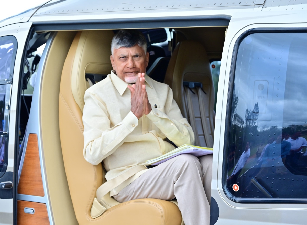 File photo of Chandrababu Naidu in a helicopter