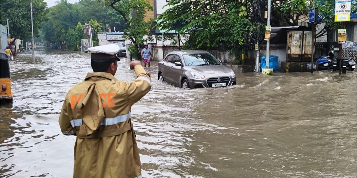 Water logging in Chennai following the rain.