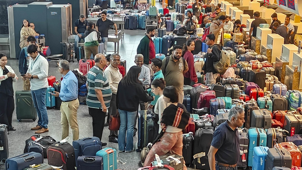 Delhi's IGI airport saw 225 cancellations, Mumbai 109, Bengaluru over 120, and Hyderabad 69 – turning terminals into scenes of long queues, piled-up luggage, and flaring tempers.