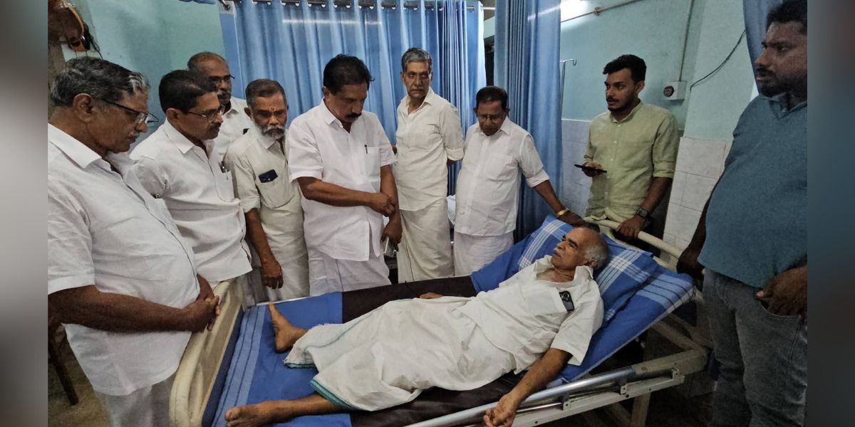 An injured Congress activist in Payyannur.