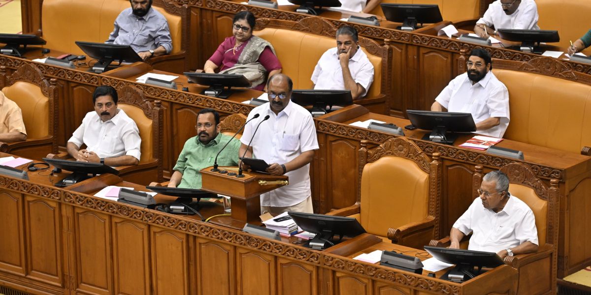Finance Minister KN Balagopal presenting the Kerala budget 2026.
