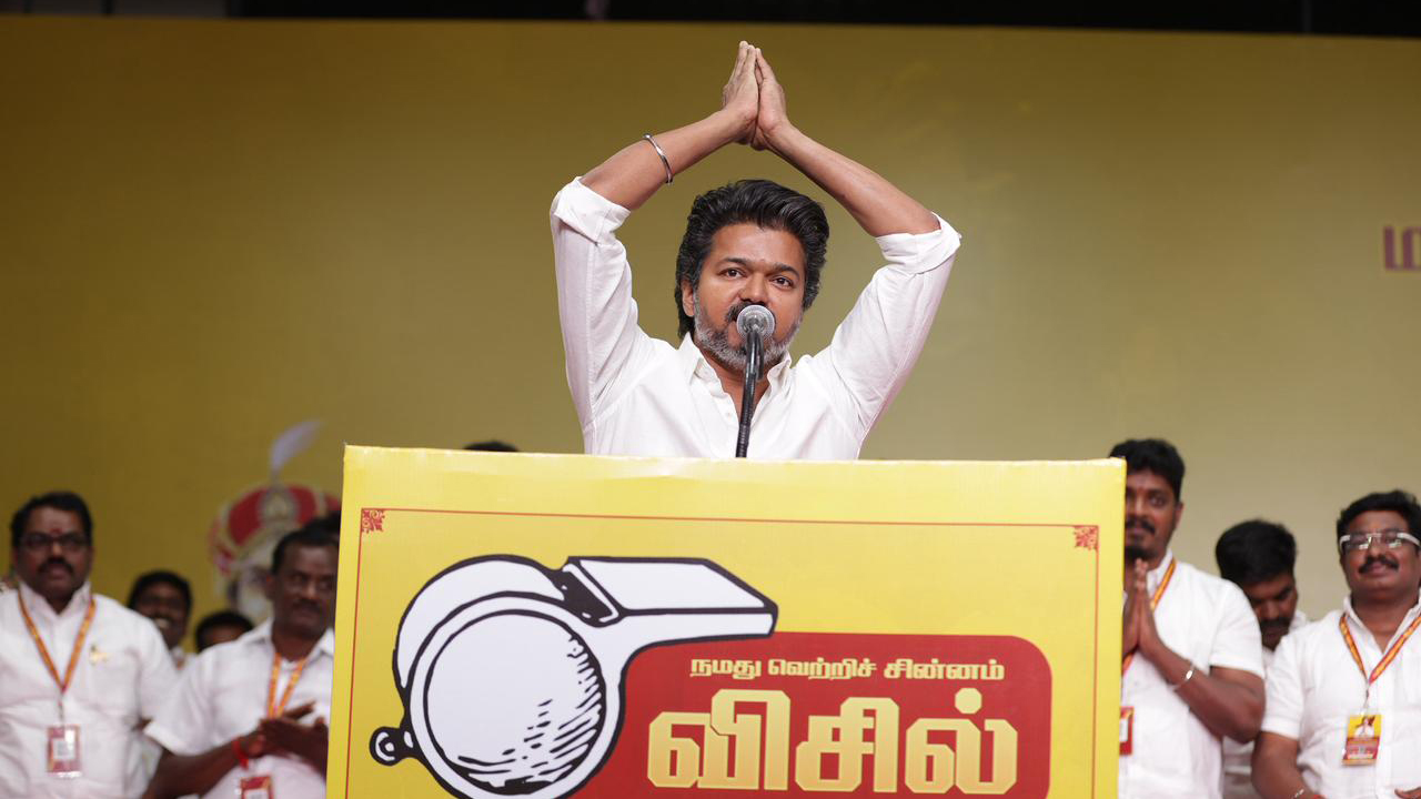 Vijay said voters who alternated between AIADMK and DMK had now placed their trust in TVK, seeking political change. Credit: x.com/TVKPartyHQ